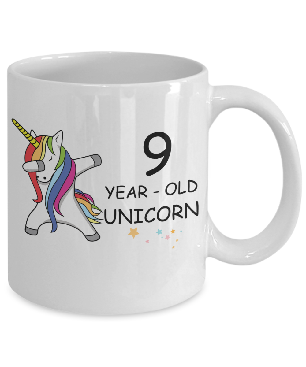 Unicorn Birthday gift 9th Birthday Gift for Women - 9 Year Old Unicorn Dabbing Mug - Funny White Porcelain Coffee 11 oz, 9th Anniversary Bday Gift for   Grandma, Mom, Sister, Bestie - Legends are Born In 2011