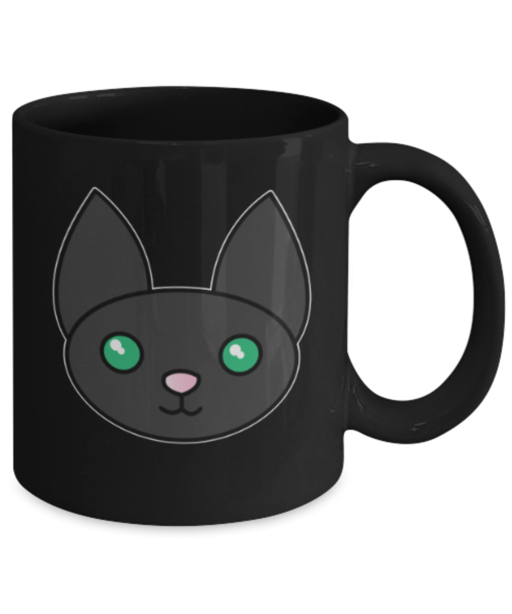 Gift gor cat lovers , Cats - Black Coffee Mug Porcelain Tea Cup 11 oz - Great Gift