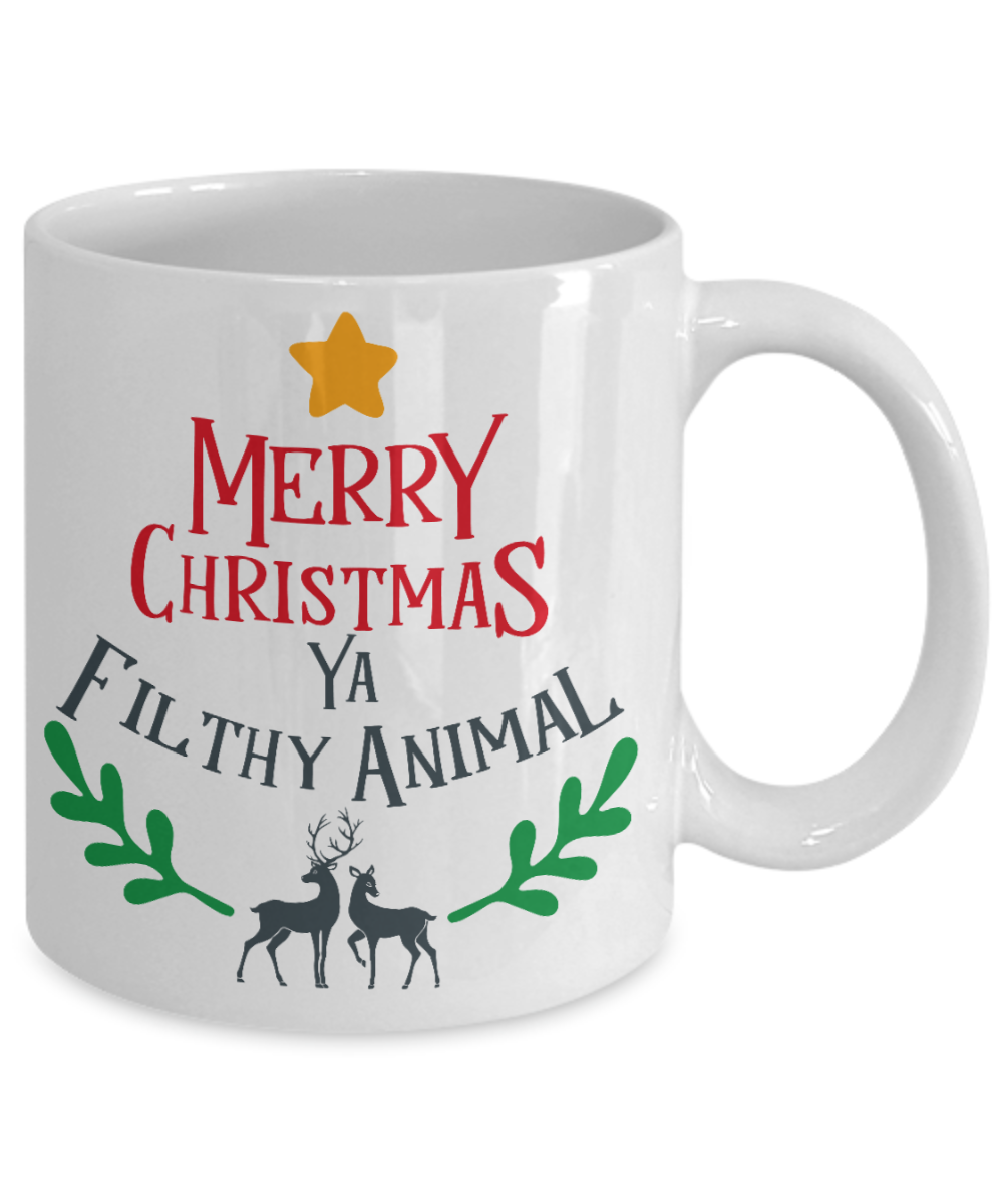 Knightmare before christmas mug - Merry Christmas Ya Filthy Animal - Funny Christmas Gift Mugs, Christmas Gifts for family Ceramic Cup White, Funny Mugs Gift Ideas 11 Oz