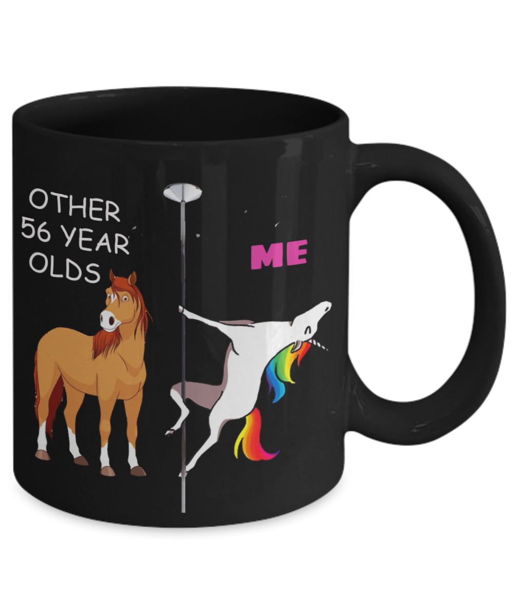 Unicorn Birthday gift 56th Birthday Gift for Women - Other 56 Year Olds Me Unicorn Coffee Mug - Black Porcelain Coffee 11 oz for Grandma, Mom, Sister, Best Friend, Women, Her - Born In 1964