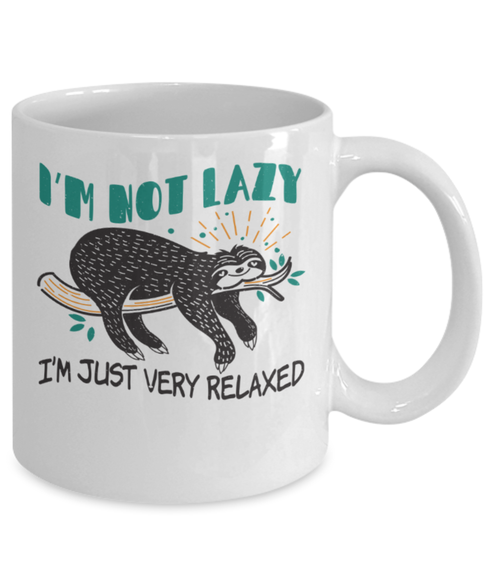 Sleeping Lovers Mugs, I'm not lazy I'm just very relaxed - Funny White Porcelain Coffee 11 oz