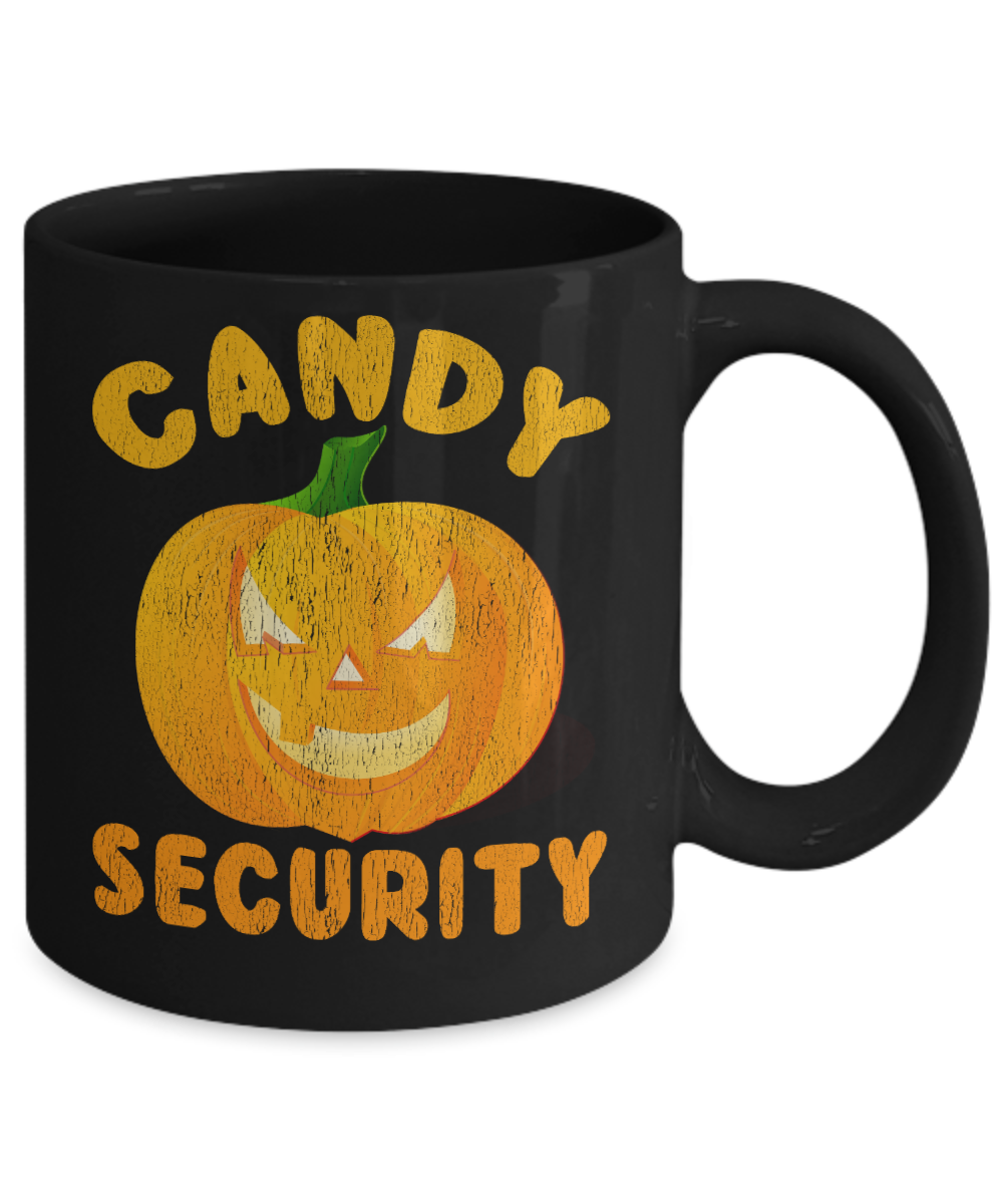 Halloween Coffee Mug, Candy Security -Black Porcelain Coffee Mug 11 Oz For Halloween