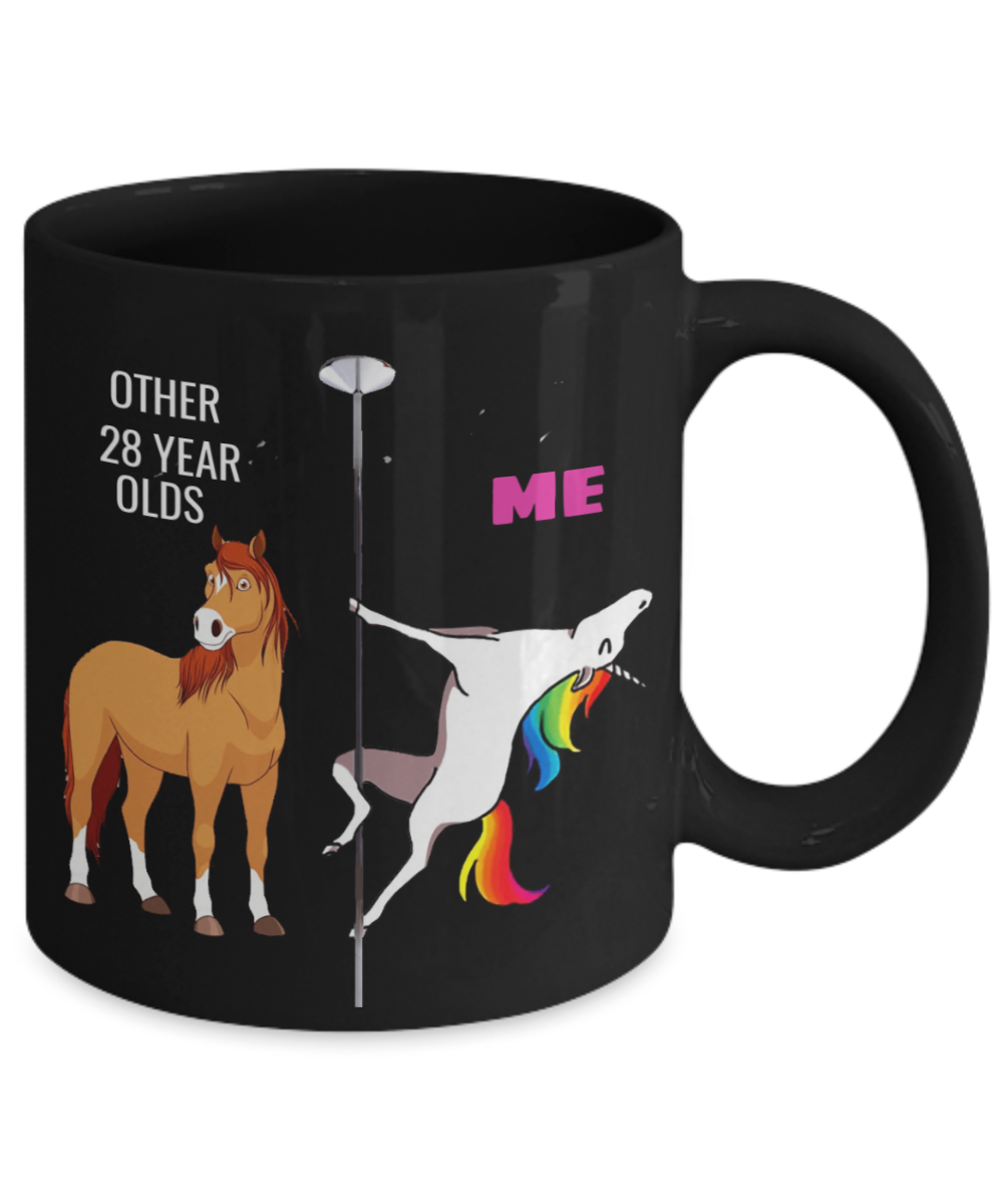 Unicorn Birthday gift 28th Birthday Gift for Women - Other 28 Year Olds Me Unicorn Coffee Mug - Black Porcelain Coffee 11 oz for Grandma, Mom,   Sister, Best Friend, Women, Her - Born In 1992