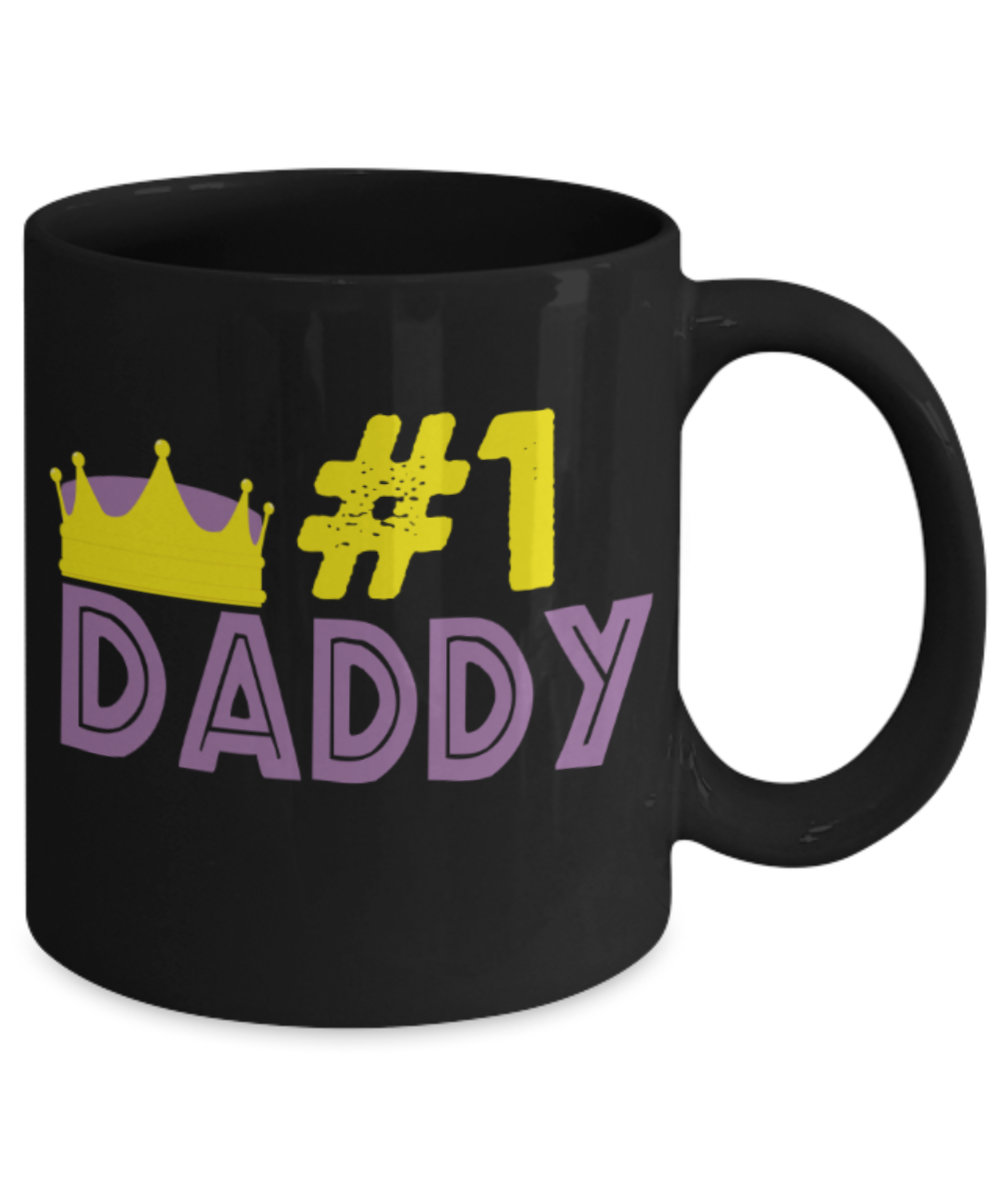 Father son gifts to do together - #1 Daddy - Black Porcelain Coffee Mug Cute Ceramic Cup 11 oz