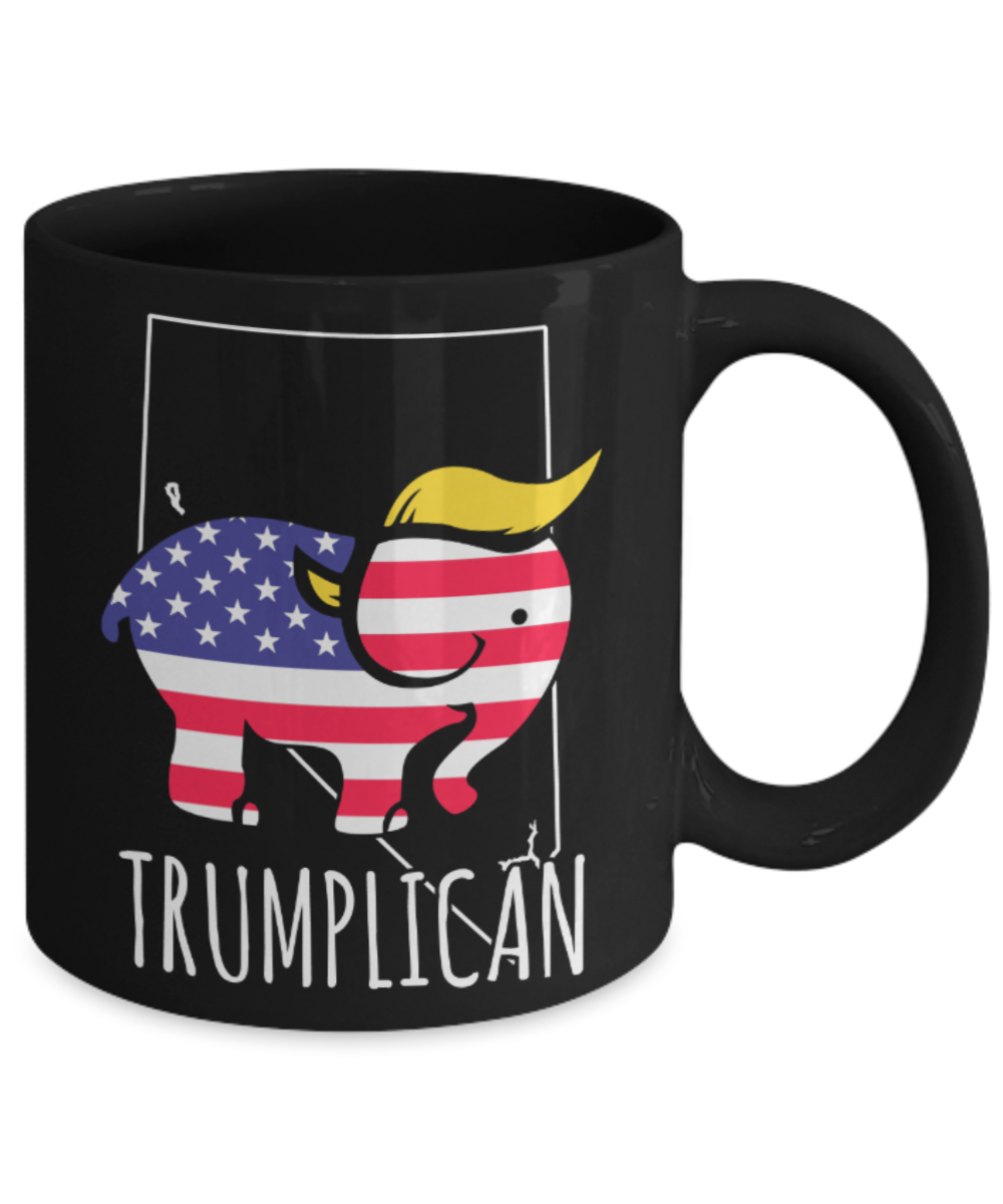 Trumplican - Black Coffee Mug Porcelain Tea Cup 11 oz - Great Gift
