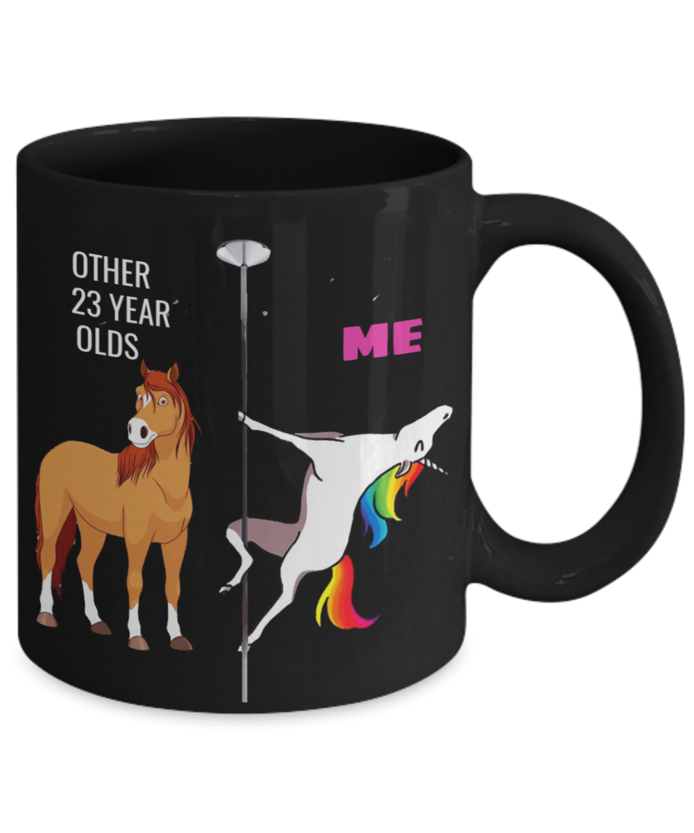 Unicorn Birthday gift 23rd Birthday Gift for Women - Other 23 Year Olds Me Unicorn Coffee Mug - Black Porcelain Coffee 11 oz for Grandma, Mom,   Sister, Best Friend, Women, Her - Born In 1997