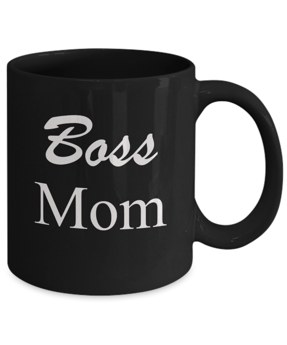 Tired ass mother mug - Boss Mom - Black Porcelain Coffee Mug Cute Ceramic Cup 11 oz