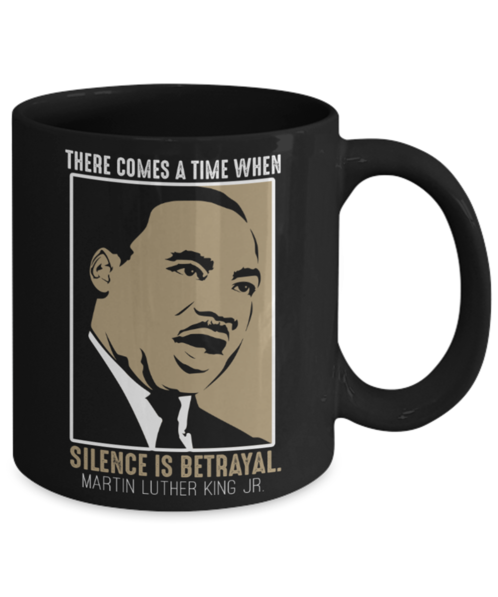 Martin luther king mugshot Speech, There comes a Time when Science is Betrayal - Funny Black Porcelain Coffee Mug Cute Ceramic Cup 11 oz