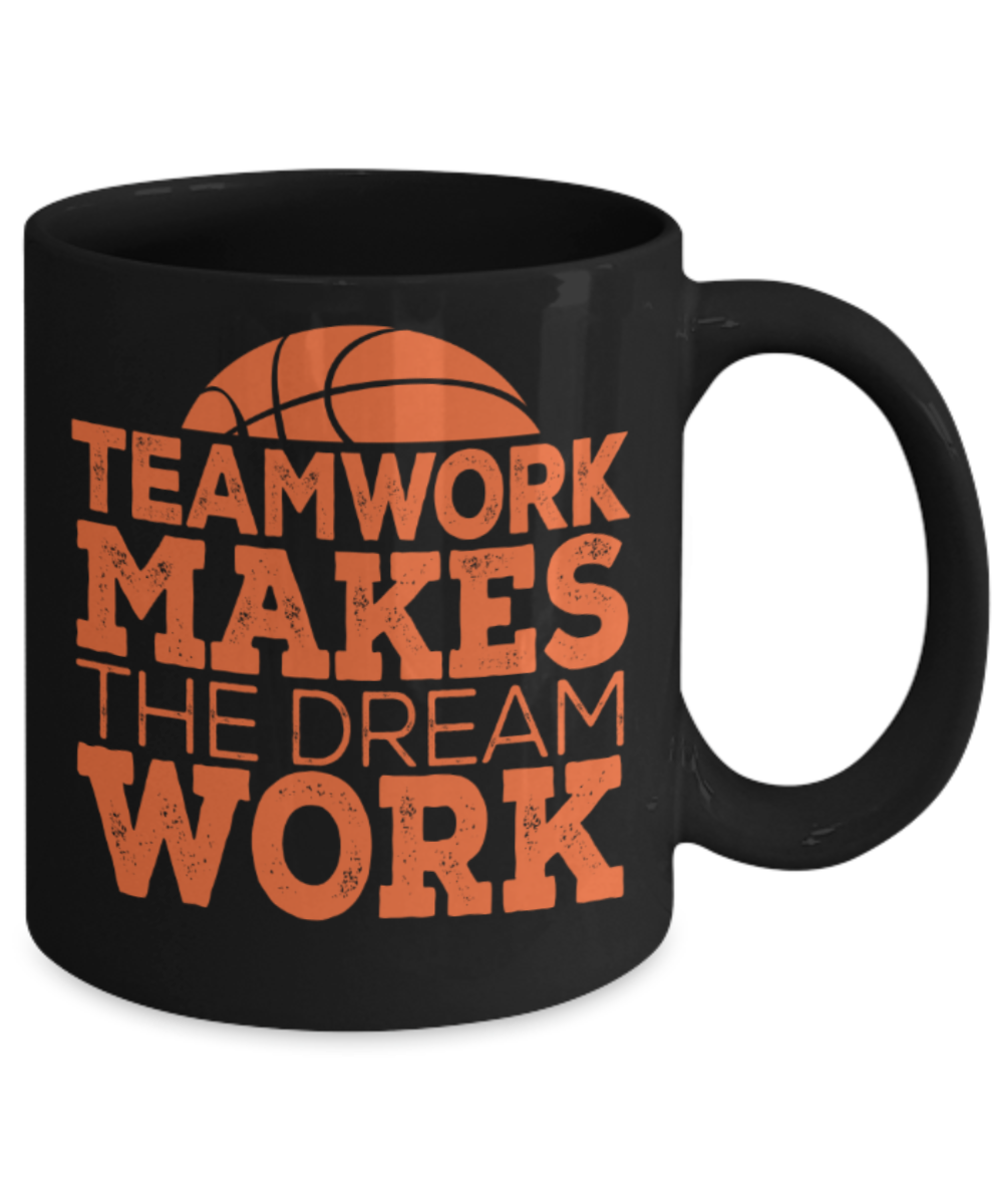 Baseball lovers mugs, Teamwork makes the Dream work - Funny Black Porcelain Coffee 11 oz