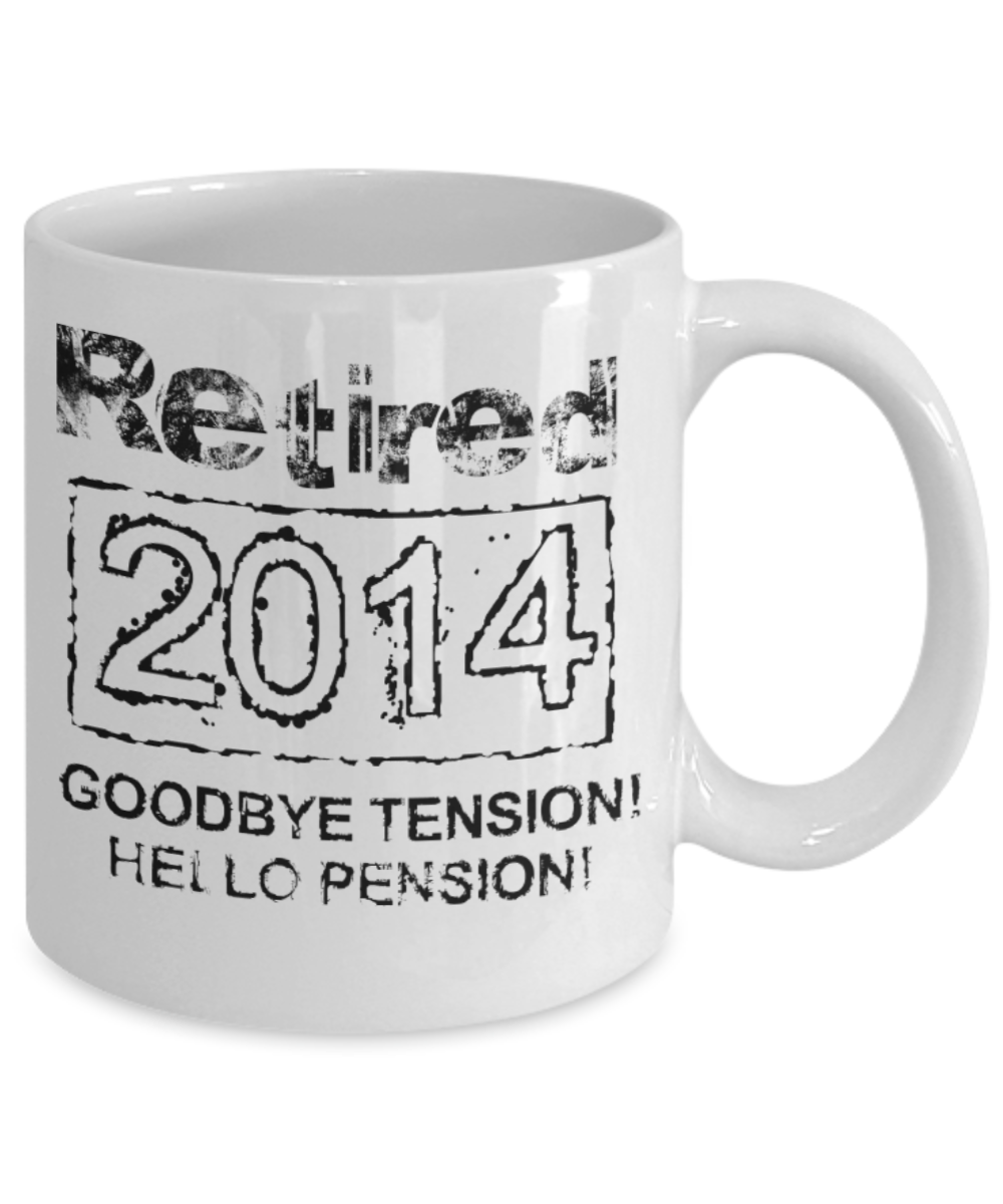 Retired 2014 Goodbye Tension - White Coffee Mug Tea Cup 11 oz Gift