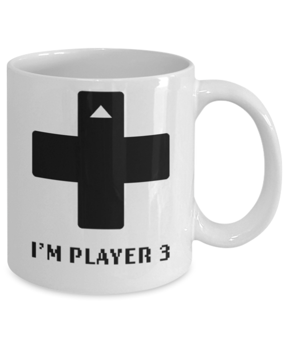 Games Lovers mugs, Player 3 - White Coffee Mug Porcelain Tea Cup 11 oz - Great Gift