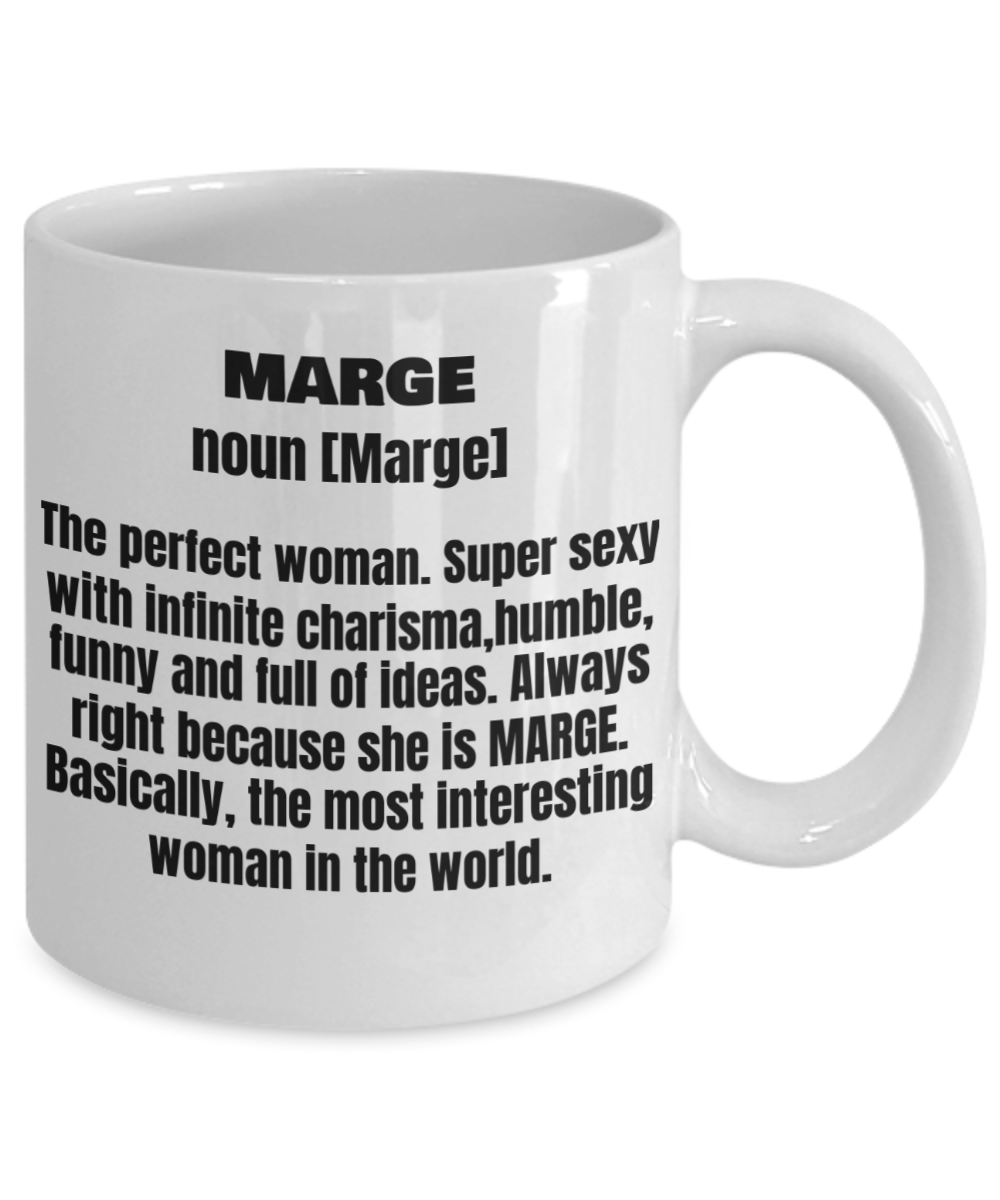 Marge First Name Adult Definition - Funny White Porcelain Coffee Mug Cute Ceramic Cup 11 oz