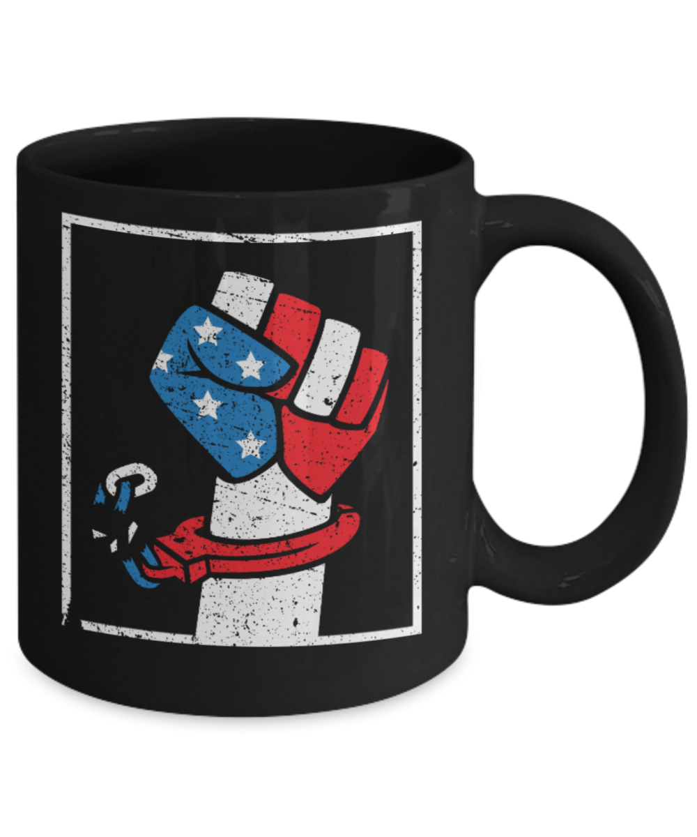 America USA Politics Lovers Mugs, Freedom USA - Black Coffee Mug Porcelain Tea Cup 11 oz - Great Gift