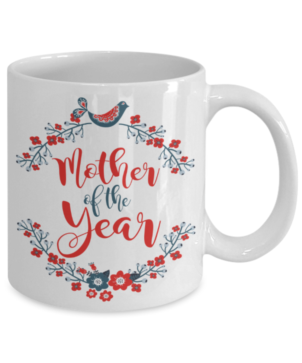 Mothere day gift - Mother of the year - White Porcelain Coffee Mug Cute Ceramic Cup 11 oz