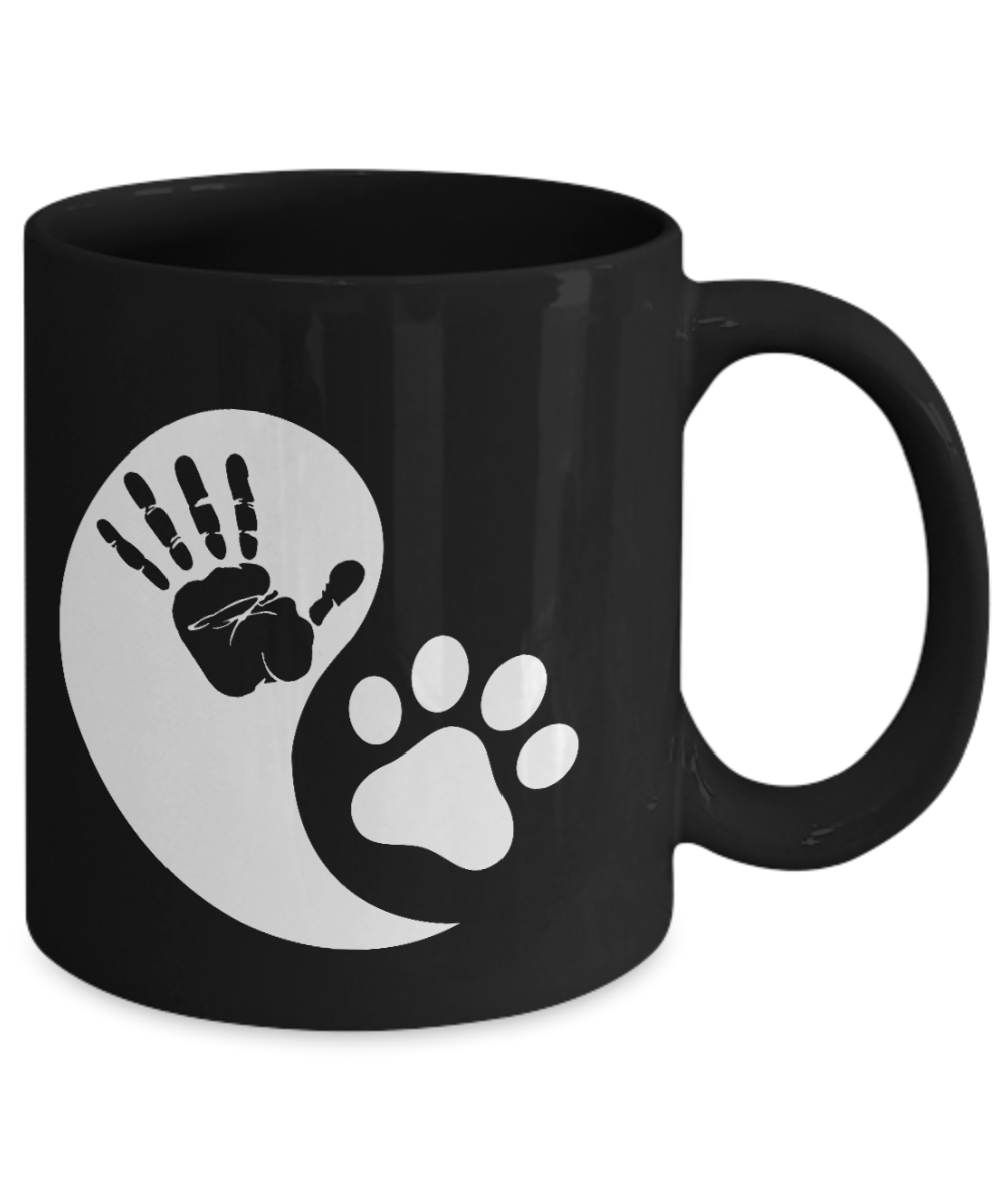 Personalized Dog Lover Gift Coffee mug,Dog Paw Design In Yin Yang Symbol-Black Porcelain Coffee Mug 11 oz
