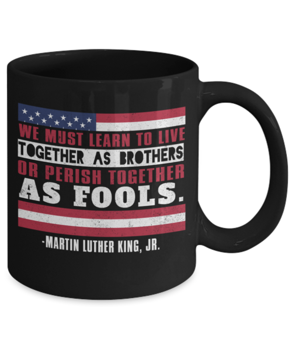 Martin luther king jr malcom x and the civil rights struggle, Struggle & Live together as Brothers Speech - Black Porcelain Coffee Mug Cute Ceramic Cup 11 oz