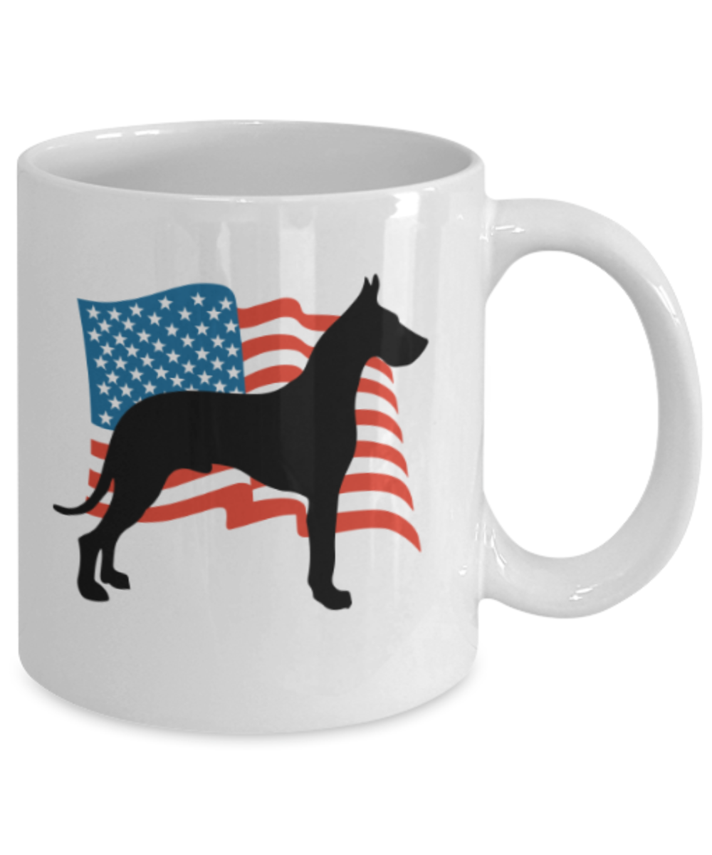 Gift gor dog lovers , USA Great Dane - White Coffee Mug Porcelain Tea Cup 11 oz - Great Gift