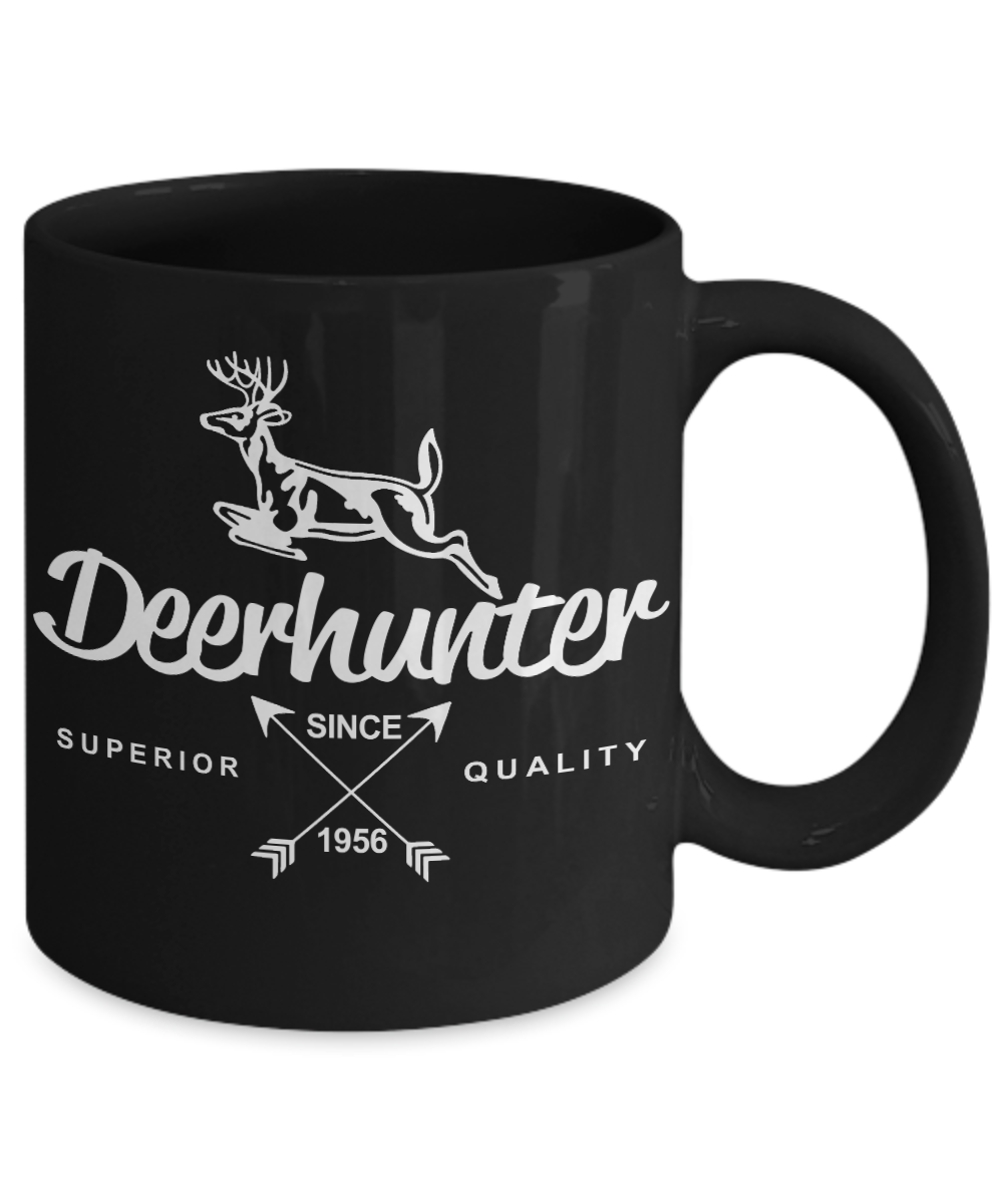 Deer Hunting Dad Gift Coffee mug, Deer Hunter Since 1956, Superior Quality-Black Porcelain Coffee Mug 11 oz