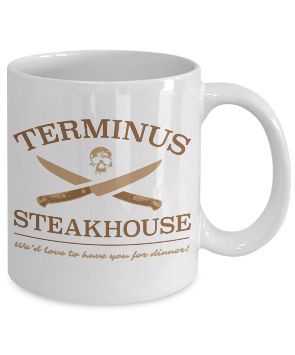 Plants vs zombies gift box mugs , Terminus Steakhouse - White Coffee Mug Porcelain Tea Cup 11 oz - Great Gift