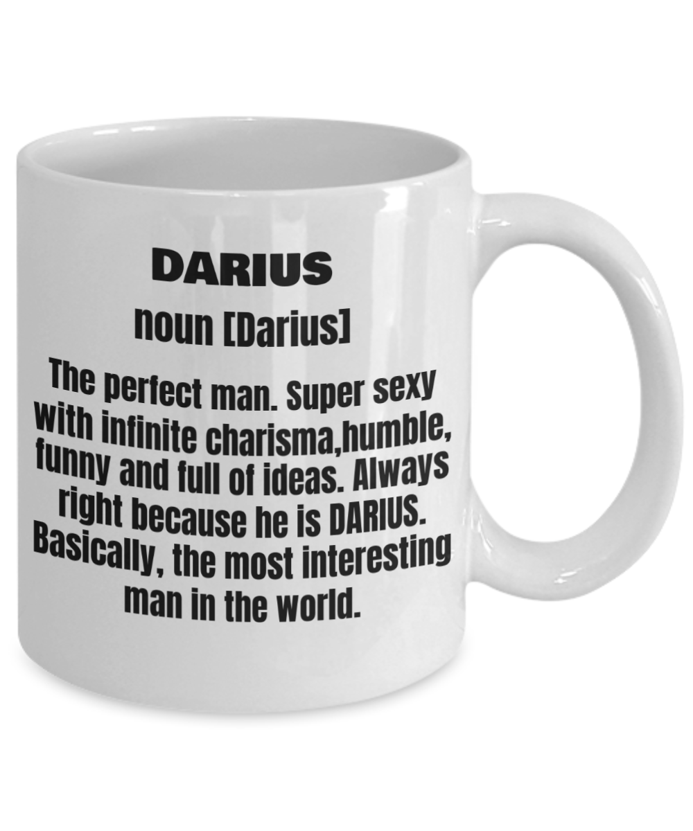 Darius First Name Adult Definition - Funny White Porcelain Coffee Mug Cute Ceramic Cup 11 oz