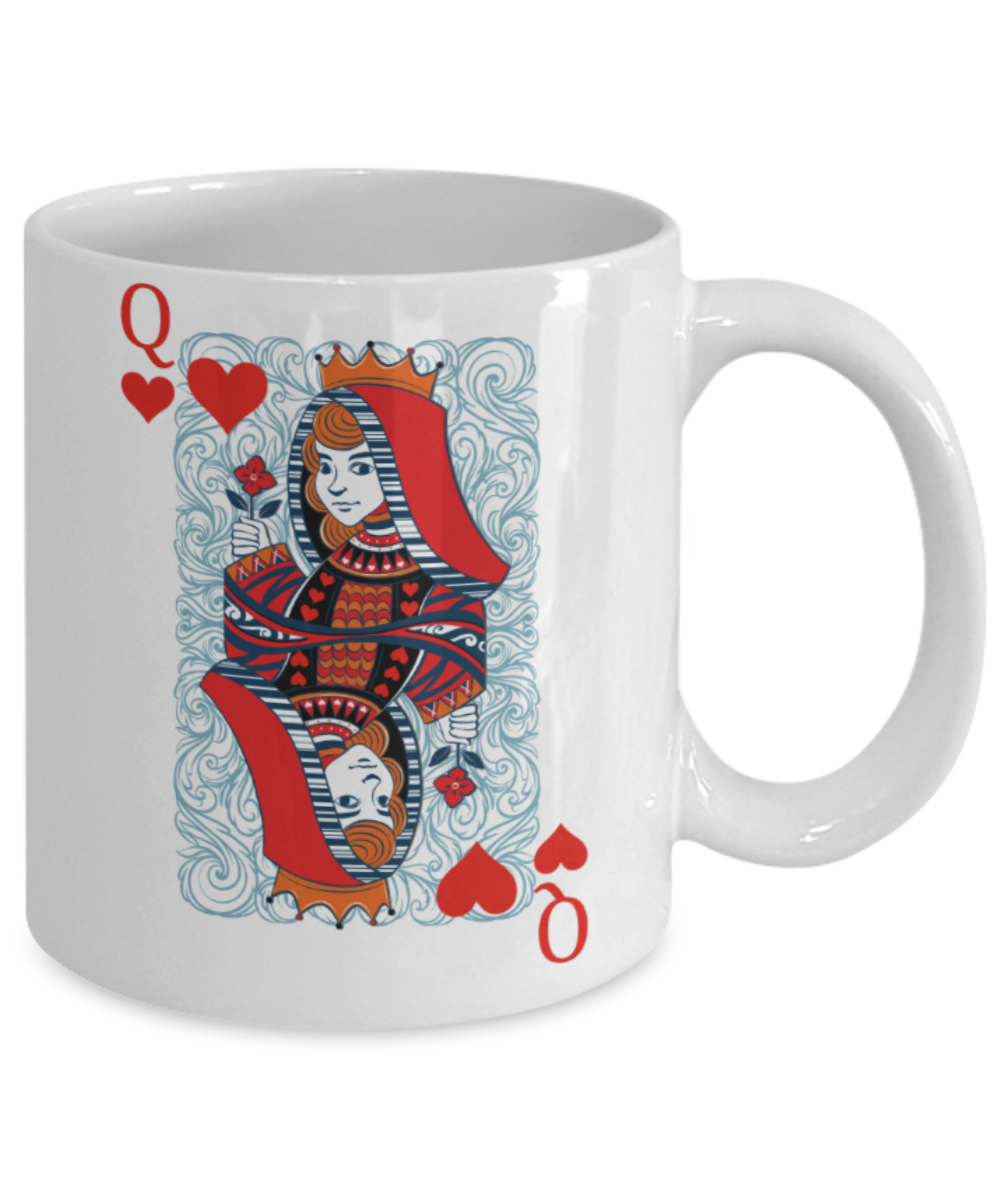 Aneversery gift - Queen Card - Funny White Porcelain Coffee Mug Cute Ceramic Cup 11 oz