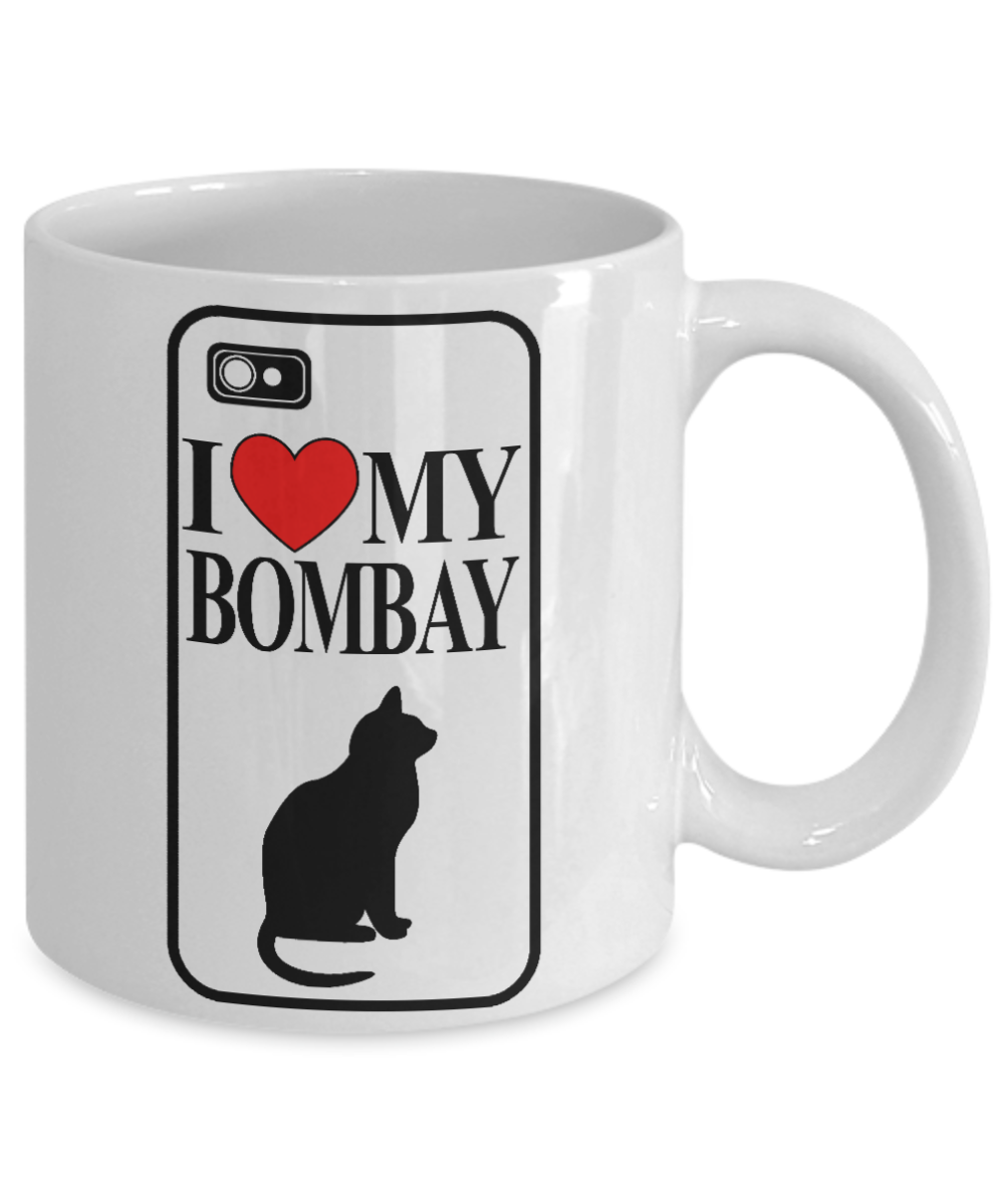 Caticorn Cat lover Gift Coffee mug,I Love My Bombay Cat-White Porcelain Coffee Mug 11 oz
