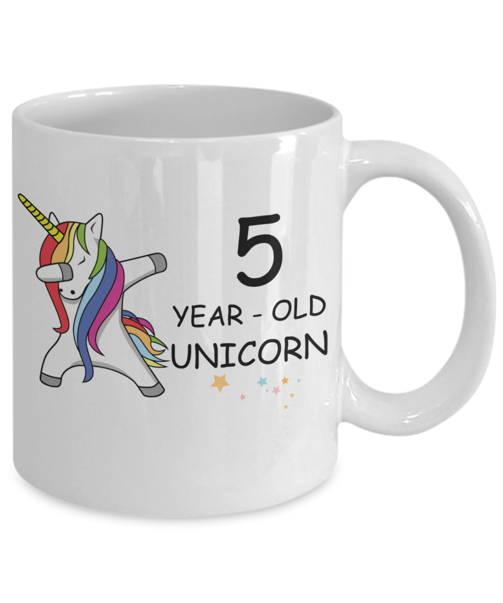 Unicorn Birthday gift 5th Birthday Gift for Women - 5 Year Old Unicorn Dabbing Mug - Funny White Porcelain Coffee 11 oz, 5th Anniversary Bday Gift for   Grandma, Mom, Sister, Bestie - Legends are Born In 2015