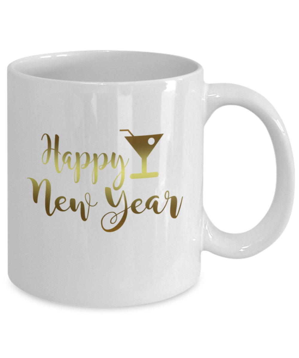 New Year gifts mugs, Happy new year - Funny White Porcelain Coffee Mug Cute Ceramic Cup 11 oz
