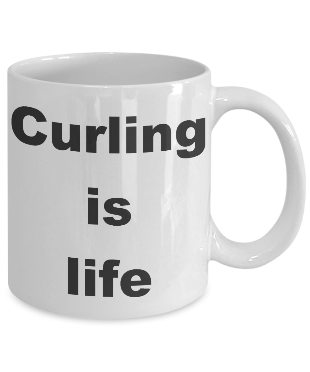 Curling Stone Coffee mug, Curling is life-White Coffee Mug 11 oz