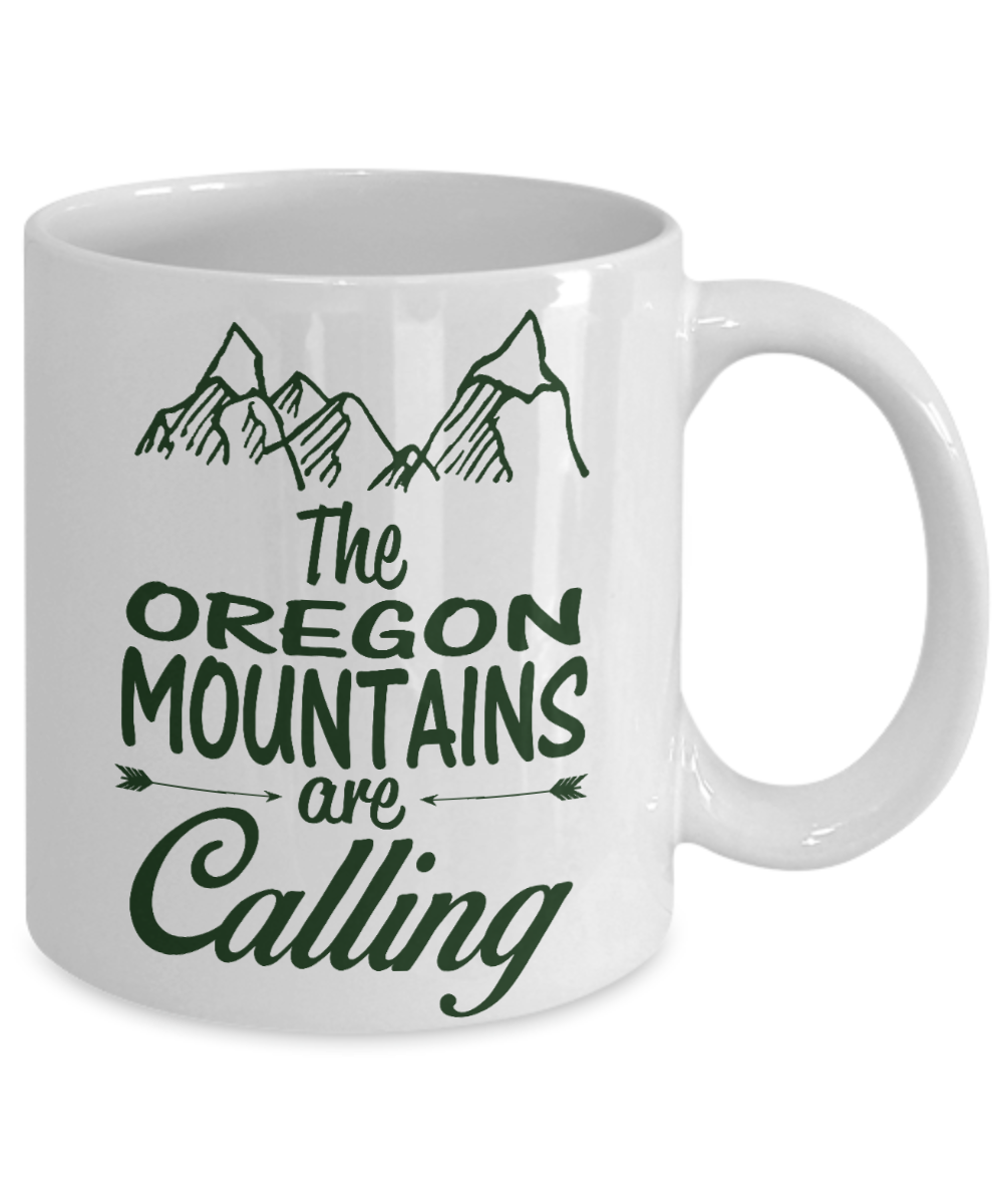 Best Rock Climber Gift Coffee mug, The Oregon Mountains Are Calling - White Porcelain Coffee Mug 11 oz For Mountain, Rock, Climber, Hiking, Camping