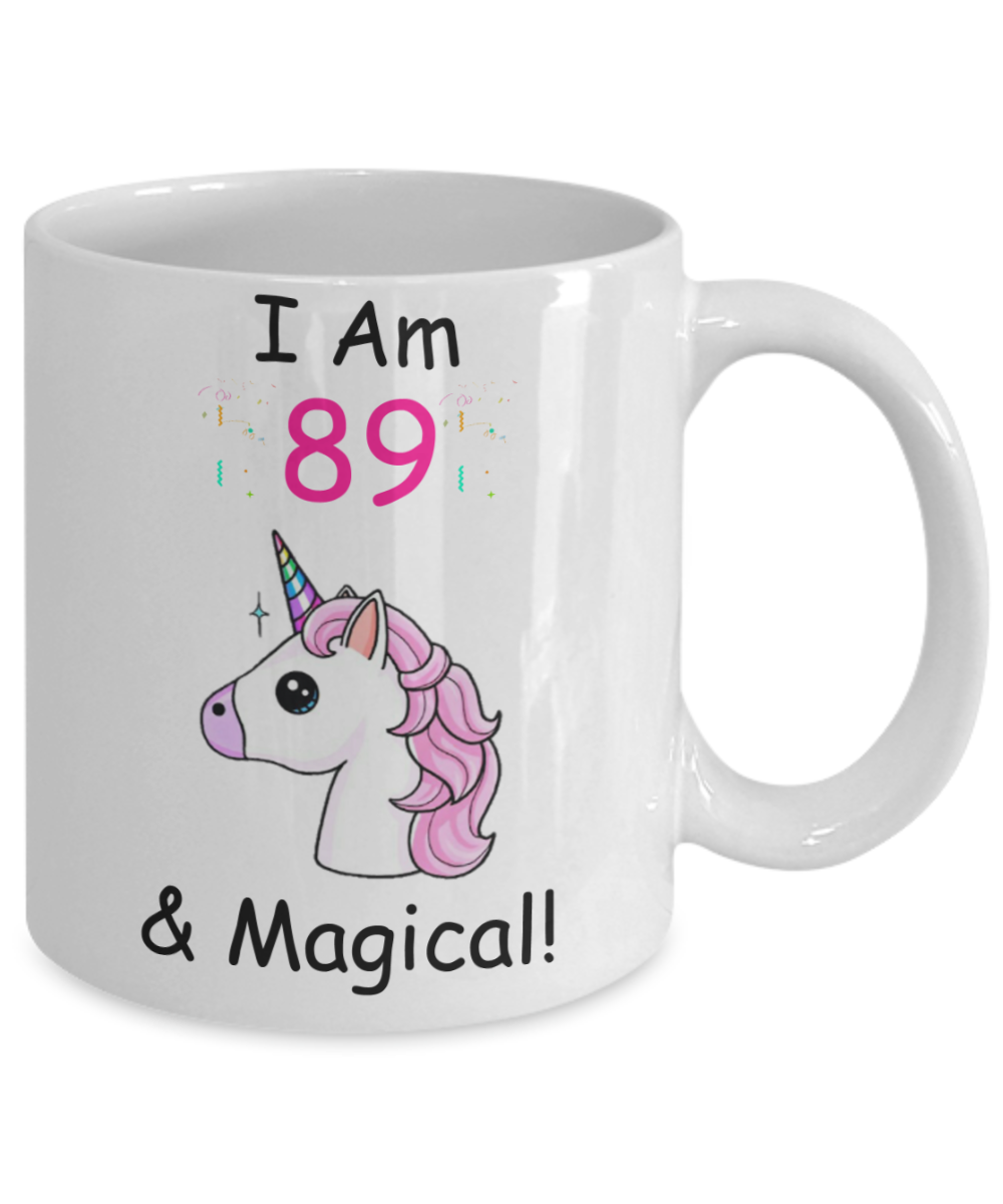 89th Birthday Gift for Women - I Am 89 & Magical Unicorn Mug - Funny White Porcelain Coffee 11 oz for Grandma, Mom, Sister, Best Friend, Women, Her - Queens   are Born In 1931