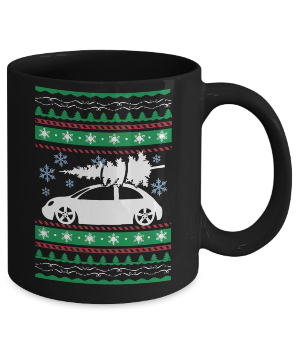 Peets coffee k cups christmas blend , Christmas Car & Pine - Black Coffee Mug Porcelain Tea Cup 11 oz - Great Gift