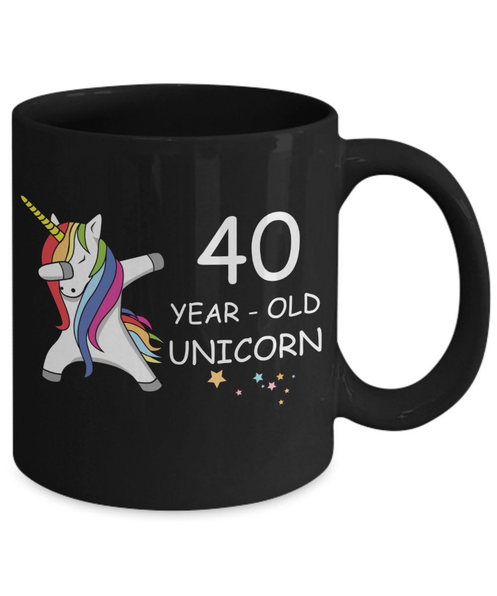 Unicorn Birthday gift 40th Birthday Gift for Women - 40 Year Old Unicorn Dabbing Mug - Funny Black Porcelain Coffee 11 oz, 40th Anniversary Bday Gift for Grandma, Mom, Sister, Bestie - Legends are Born In 1980