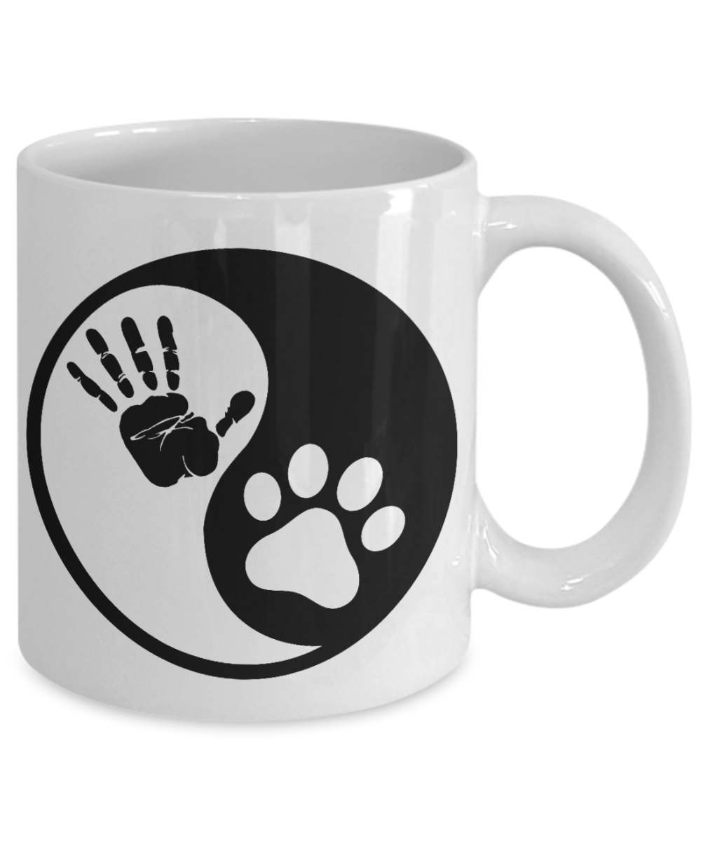 Personalized Dog Lover Gift Coffee mug,Dog Paw Design In Yin Yang Symbol-White Porcelain Coffee Mug 11 oz