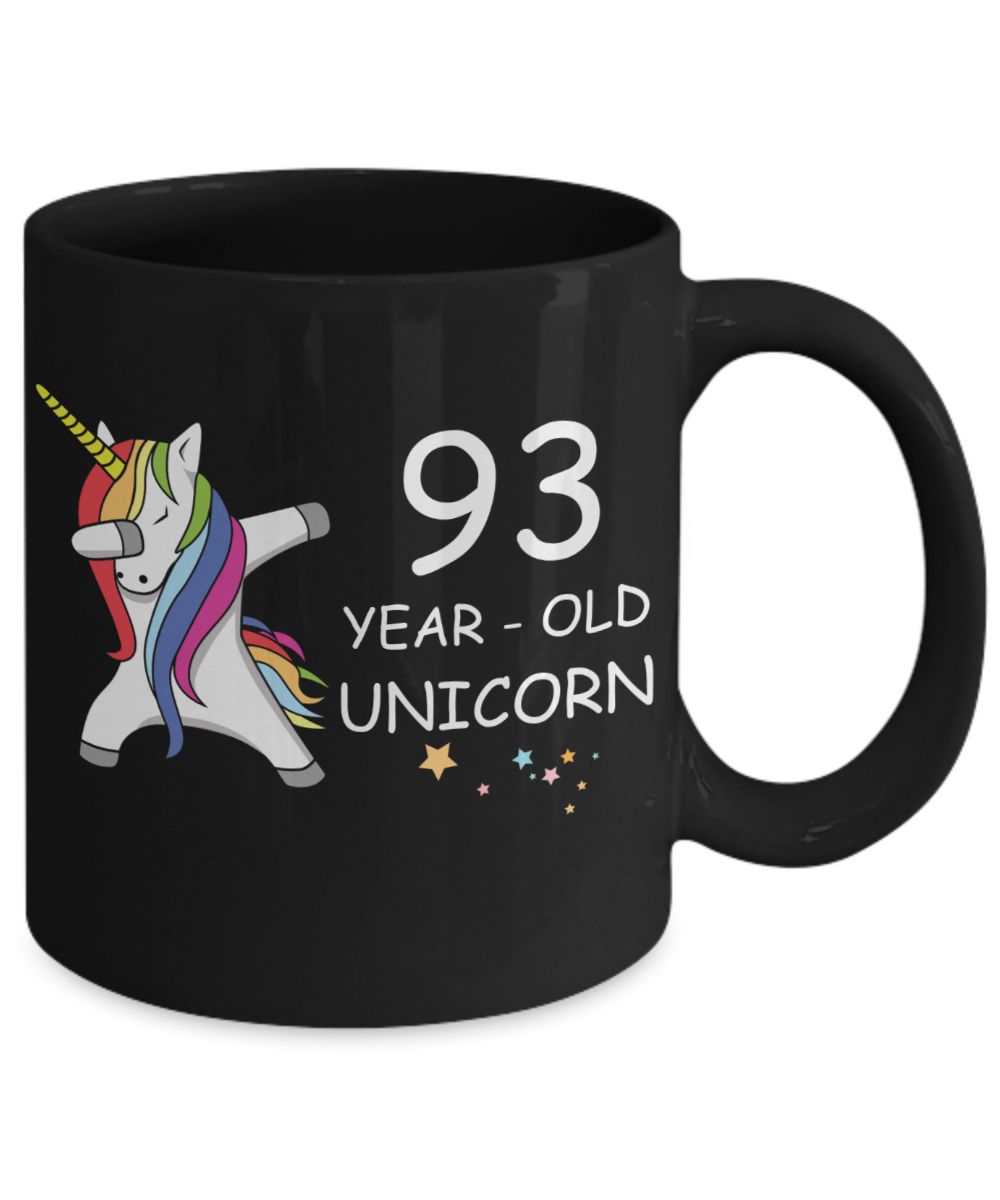 Unicorn Birthday gift 93rd Birthday Gift for Women - 93 Year Old Unicorn Dabbing Mug - Funny Black Porcelain Coffee 11 oz, 93rd Anniversary Bday Gift for Grandma, Mom, Sister, Bestie - Legends are Born In 1927