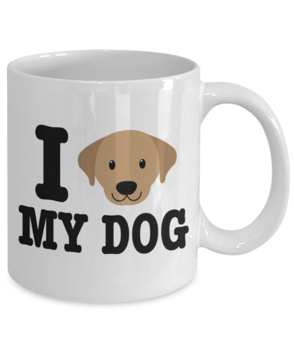 Gift gor dog lovers , I love my Dog - White Coffee Mug Porcelain Tea Cup 11 oz - Great Gift
