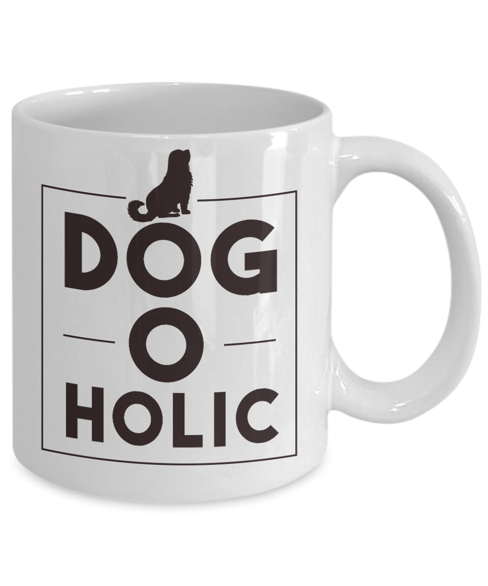 Dog Lover Coffee Mug, Dog Holic - White Porcelain Coffee Mug 11 Oz For Dog Lover, Dad, Mom