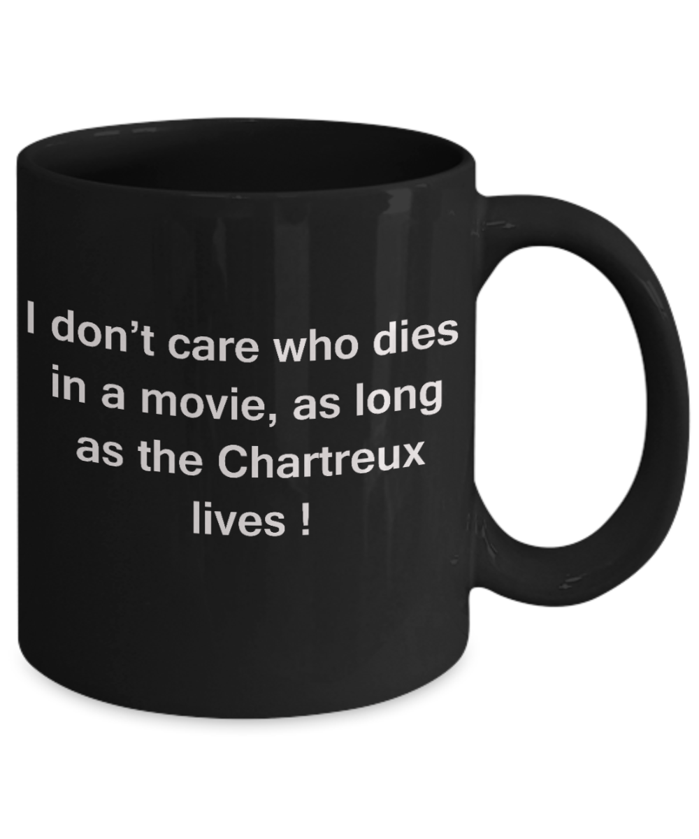 The walking mummy and cat funny mug cat lovers gifts - I Don't Care Who Dies, As Long As Chartreux Lives - Ceramic Fun Cute Cat Lover Mug Black Coffee Cup, 11 Oz