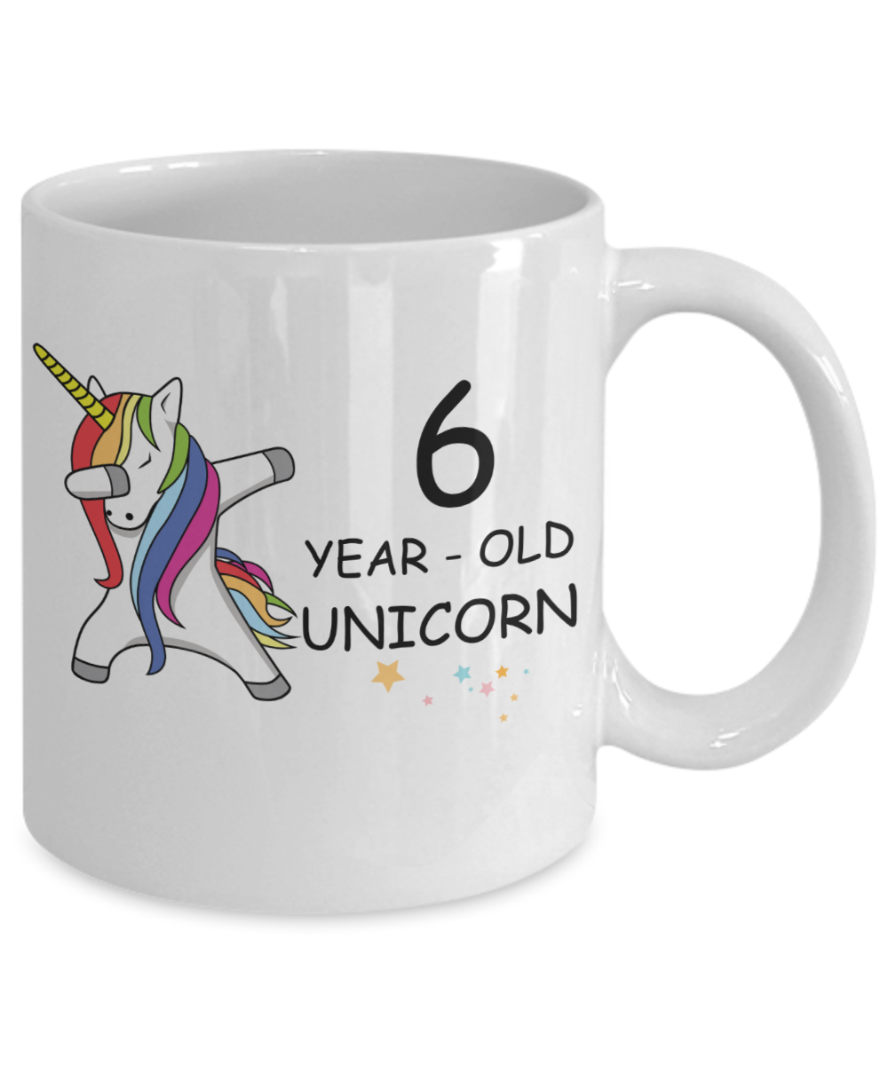 Unicorn Birthday gift 6th Birthday Gift for Women - 6 Year Old Unicorn Dabbing Mug - Funny White Porcelain Coffee 11 oz, 6th Anniversary Bday Gift for   Grandma, Mom, Sister, Bestie - Legends are Born In 2014
