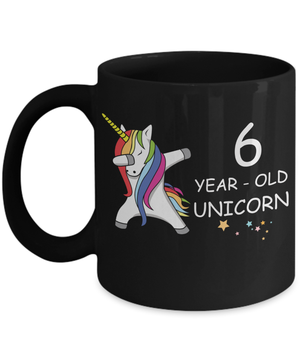 Unicorn Birthday gift 6th Birthday Gift for Women - 6 Year Old Unicorn Dabbing Mug - Funny Black Porcelain Coffee 11 oz, 6th Anniversary Bday Gift for   Grandma, Mom, Sister, Bestie - Legends are Born In 2014