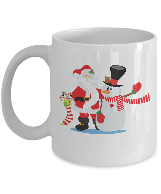 Snowman and Santa white mugs - Funny Christmas Gifts -White coffee mugs 11 oz