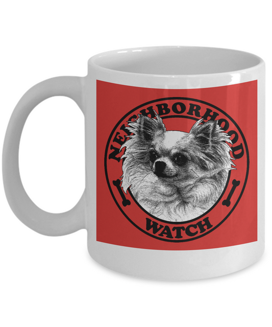 Personalized Dog Lover Gift Coffee mug, Neighborhood Watch Dog-White Porcelain Coffee Mug 11 oz