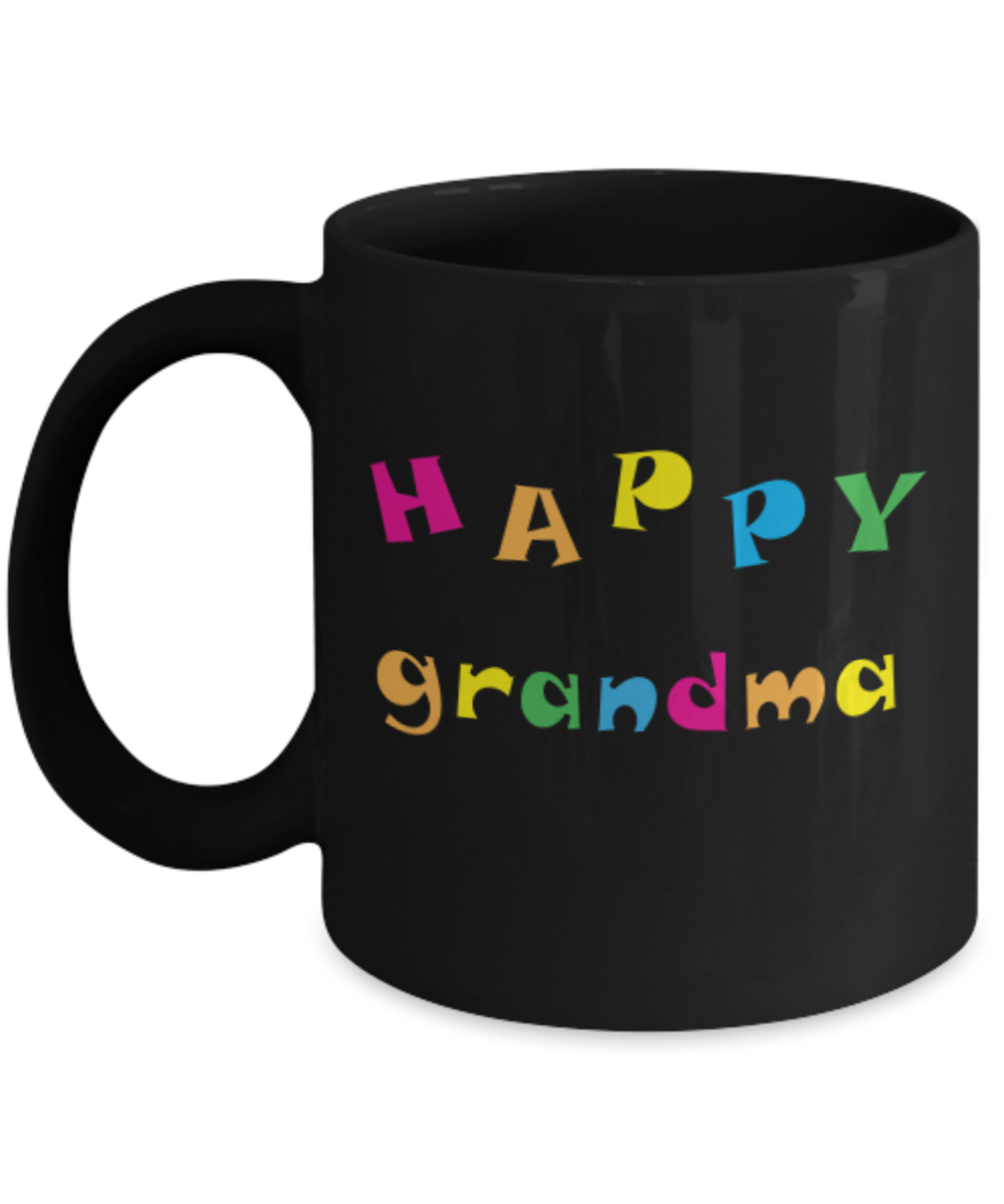 Happy Mother's Day Grandma Coffee Mug - Black Porcelain Coffee Cup,Premium 11 oz Black coffee cup