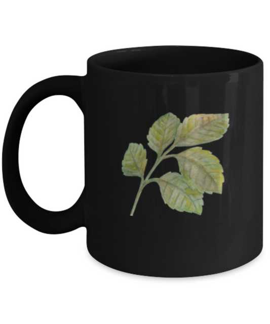 Flowers and Leaves 23 Black Mugs - Funny Christmas Kids Black coffee mugs 11 oz
