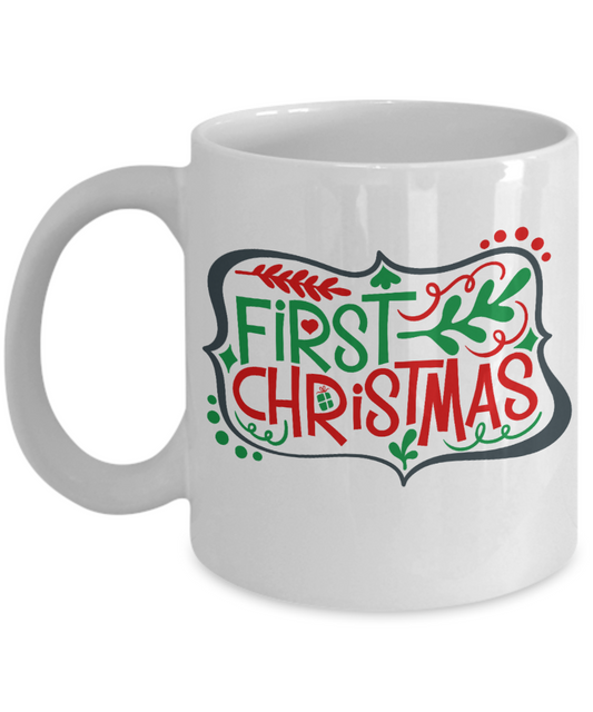 Knightmare before christmas mug - First Christmas - Funny Christmas Gift Mugs, Christmas Gifts for family Ceramic Cup White, Funny Mugs Gift Ideas 11 Oz
