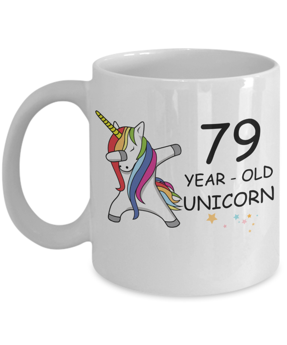 Unicorn Birthday gift 79th Birthday Gift for Women - 79 Year Old Unicorn Dabbing Mug - Funny White Porcelain Coffee 11 oz, 79th Anniversary Bday Gift for Grandma, Mom, Sister, Bestie - Legends are Born In 1941