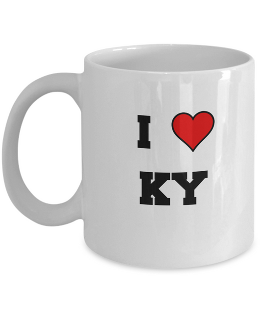 Kentucky Mug, I Love Kentucky KY Abbreviation USA States Ceramic Coffee Mug Tea Cup Gifts Mugs 11 oz Funny Mugs