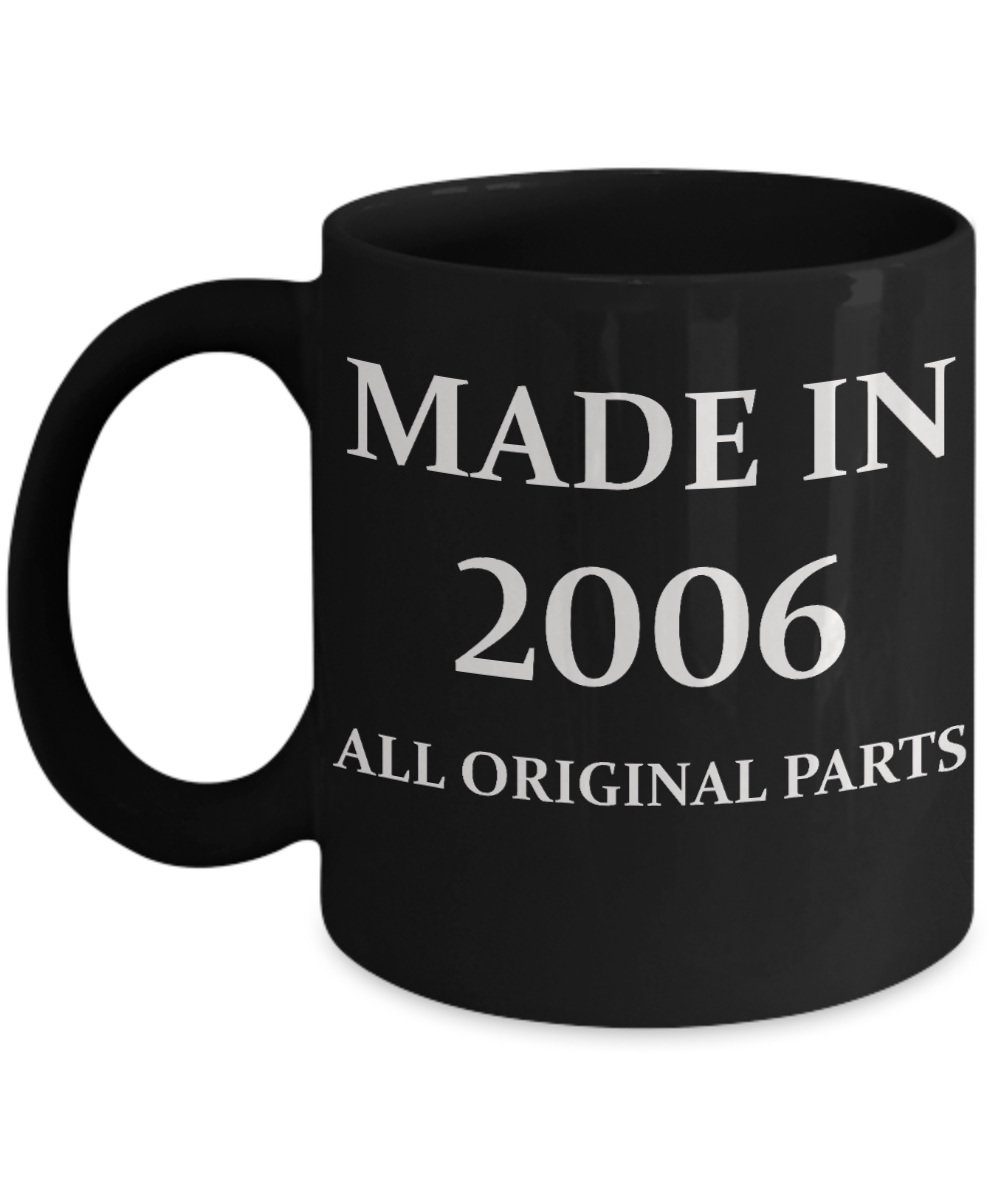 2006 birthday gifts for men cd & women, 12th Birthday Gifts - Made in 2006 All Original Parts - Black Porcelain Coffee Cup,Premium 11 oz Funny Mugs Black coffee cup Gifts Ideas