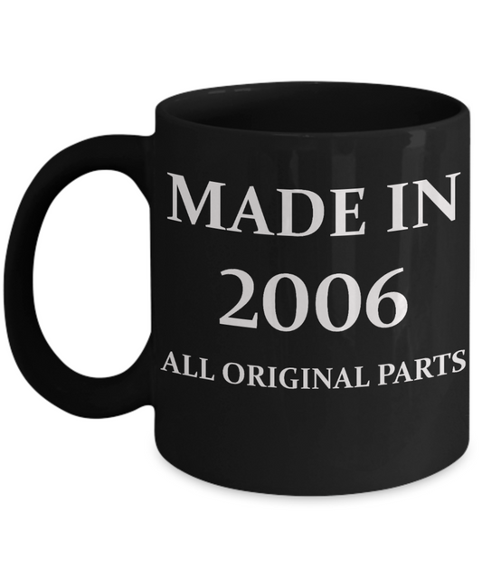 2006 birthday gifts for men cd & women, 12th Birthday Gifts - Made in 2006 All Original Parts - Black Porcelain Coffee Cup,Premium 11 oz Funny Mugs Black coffee cup Gifts Ideas