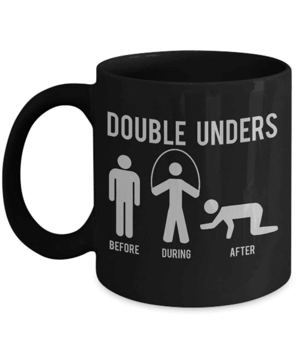 Fitness Lovers mugs , Double Unders - Black Coffee Mug Porcelain Tea Cup 11 oz - Great Gift